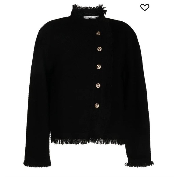 Anthropologie Jackets & Blazers - More in Love black button-down knitted fringe ‎ jacket size S